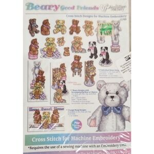 Beary Good Friends Cross Stitch Design For Machine Embroidery PC CD ROM 2003-NEW